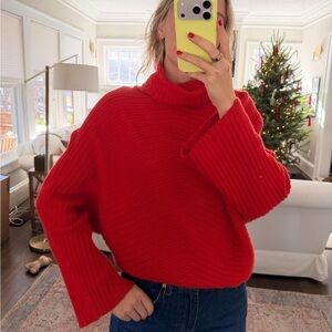 Moth Vibrant Red Cowl Neck Sweater